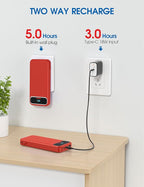 Portable Charger, 12000mAh 22.5W Fast Charging Power Bank with Built-in Cables & Wall Plug, USB C External Battery Pack with LED Display, Travel Essential Charging Bank for iPhone, iPad, Samsung Red