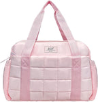 WOLT Small Gym Bag for Women, 14 inch Lightweight Gym Duffle Bag with Wet Compartment Quilted Tote for Sports Workout, Pink