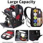 SHRRADOO Extra Large 50L Travel Laptop Backpack with combination lock, College Backpack Airline Approved Business Work Bag Fit 17 Inch Laptops for Men Women,Red
