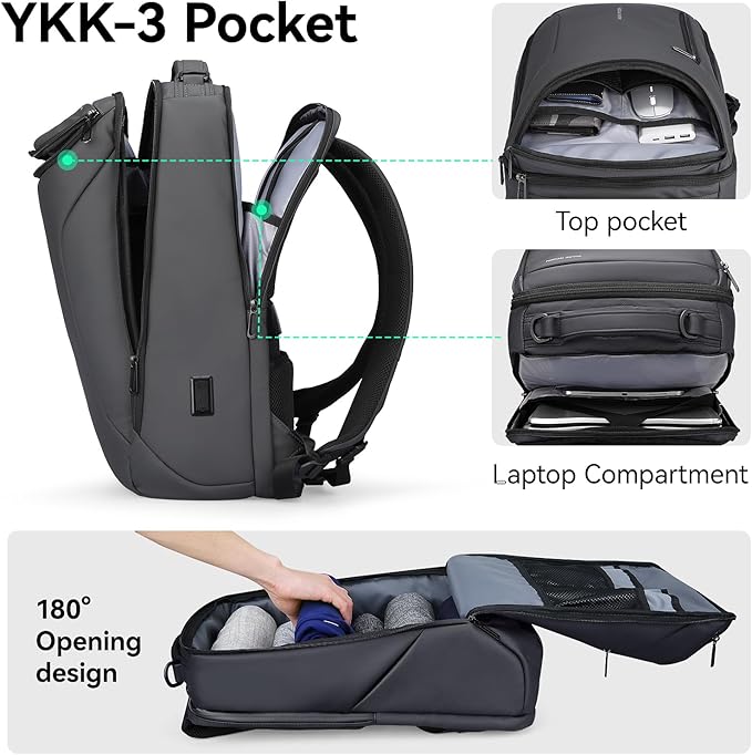 MARK RYDEN Business Backpack for Men, Waterproof High Tech Backpack with Sport Car Shape Design and USB Charging Port, Travel Laptop Backpack Fits 17.3 Inch Notebook