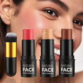 Badhare 3-in-1 Face Blush Stick, Highlighter Brush | 3 Shades Set | Waterproof, Sweatproof, All-Day Wear | Buildable Cream Stick for Face, Eyes, Lips (Sparkling Gold, Tipsy Rose, Amber Brown)