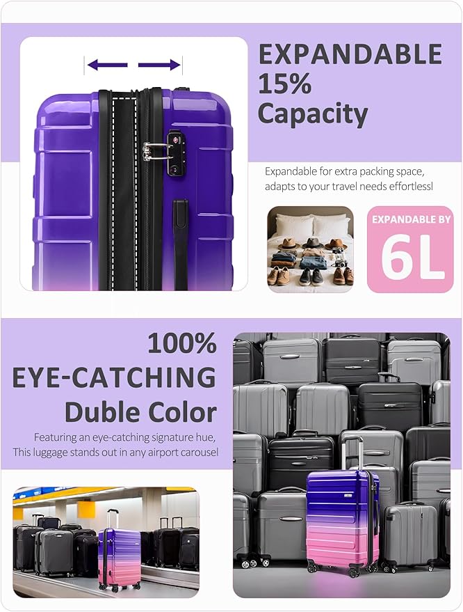 Tolino Carry on Luggage 22x14x9 Airline Approved-20 Inch Hardside Suitcase with Wheels TSA Lock, PC+ABS Lightweight Carry on Suitcases for Women and Men