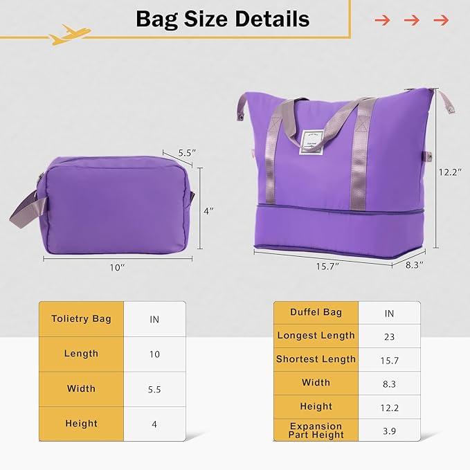 2 Piece Luggage Sets with Bags, Lightweight ExpanableCarry on Luggage Sets, Hardshell ABS Spinner Wheels Suitcase with TSALock,for Women Men, 20 IN & 24 IN, Purple
