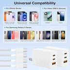 65W Super Fast Charging USB C for iPhone 17 16 Pro Max,3 Port 100W PD USB C Charger Block & 3/6/6/10FT Braided Type C Cord for iPhone 17 16 Pro,iPhone 15 Pro Max,for Samsung S26 Ultra/MacBook Pro/Air