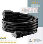 6-Feet NEMA 5-15P to 5-15R/ 5-20R/ 6-15R/ 6-20R AC Adapter, Plugrand 12AWG 15 Amp Household AC Plug to 20 Amp T Blade Adapter Cable, 15A 125V to 20A 250V Extension Cable