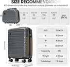 GinzaTravel 20" Carry On Luggage and 13" Mini Cosmetic Cases Travel Set Lightweight Polypropylene Suitcase with TSA Lock Hardside Luggage with Spinner Wheels (2 Piece Set, Gray)