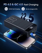 Portable Charger 60000mAh Power Bank - 22.5W Fast Charging External Battery Pack, LED Display USB C Portable Cell Phone Charger for iPhone, Samsung Galaxy, Android, Camping, Travel Black