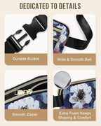 Capolo Fanny Packs for Women Fashion Waist Packs Bag with Adjustable Strap and 4 Zipper Pockets Waterproof Everywhere Crossbody Belt Bag for Workout Running Travelling(Watercolor Print, Large)