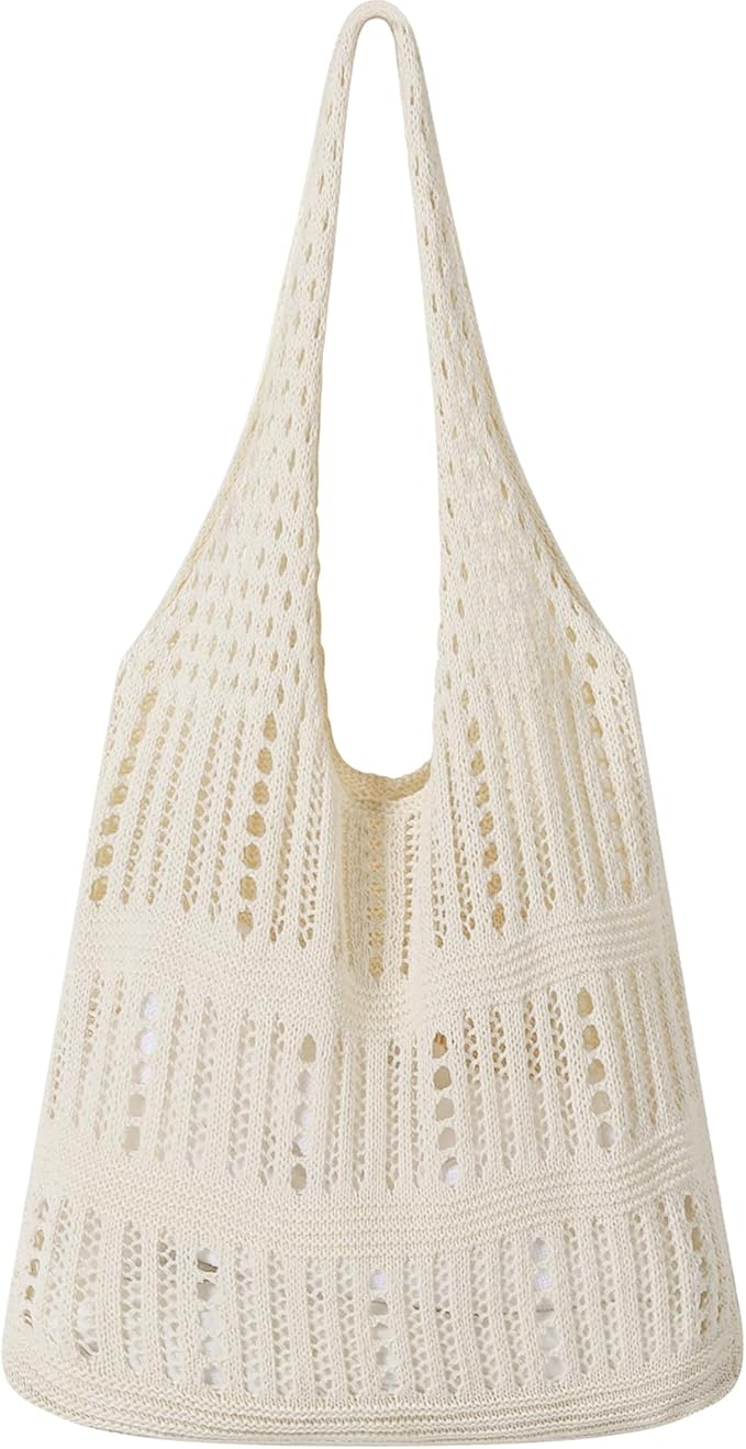 WantGor Crochet Bags, Beach Mesh Tote Bag Womens Shoulder Shopping Handbag Casual Travel Totes Bag Foldable Hobo Bags
