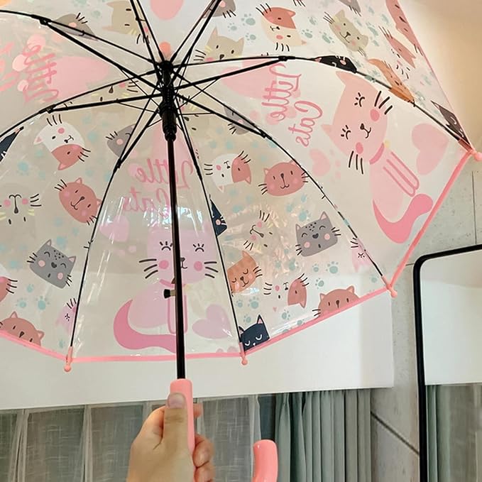 MRTLLOA Kids Clear Bubble Umbrella with an Easy Grip Curved Handle, Safety Transparent Dome Bubble Umbrella for Toddler Boys Girls