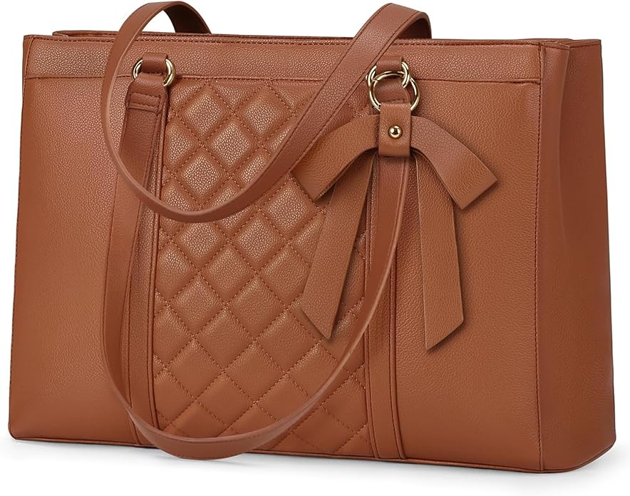 RAINSMORE Laptop Bag for Women 15.6 Inch Work Tote Bags Waterproof Leather Laptop Tote Professional Computer Briefcase