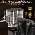 Kismile 8 Cup Drip Coffee Maker Machine, Pour Over Coffee Brew with 3s Instant Heat 197-205℉, Removable Water Tank, Adjustable Flow Control, Deep Cold Brew & Keep Warm 40 Min (starrygray)