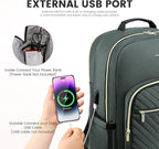 LOVEVOOK Laptop Backpack for Women 15.6 inch,Cute Womens Travel Backpack Purse,Professional Laptop Computer Bag,Waterproof Work Business College Teacher Bag Carry on Backpack with USB Port,Grass Green