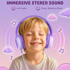 ADOOPE Wired Kids Headphones with USB C Plug, 85dB Safe Volume, Adjustable Headband, Tangle-Free Cord Headphones for School, Tablet, Travel (Lavender Purple, Without Microphone)