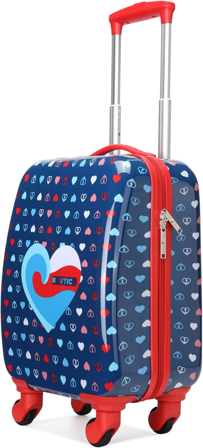 Nautica Kids Luggage - 18" Rolling Hardside Upright Carry-on Suitcase with Spinner Wheels, Peace Print