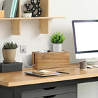Bivvclaz Cable Management Box Medium, Acacia Wooden Cord Organizer Box for Desk, Floor, Office to Hide Extension Cords Power Stripes Surge Protectors Chargers Wires