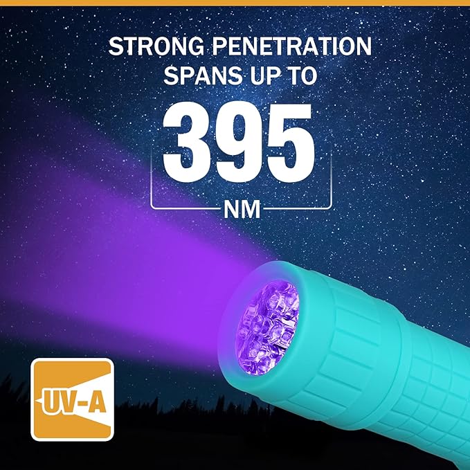 EverBrite Black Light Flashlight 6-Pack, UV Mini Flashlight, 9-Led 395nm Detector for Pet Urine, Stains, Scorpions, 18 AAA Batteries Included