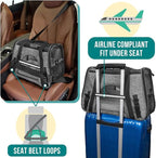 PetAmi Airline Approved Pet Carrier for Cats & Small Dogs, Soft Sided TSA Travel Carrier Bag Sherpa Bed, Breathable Mesh Ventilation, Collapsible Bowl, Fit Under Seat, Up to 18 lbs, Small Heather Gray