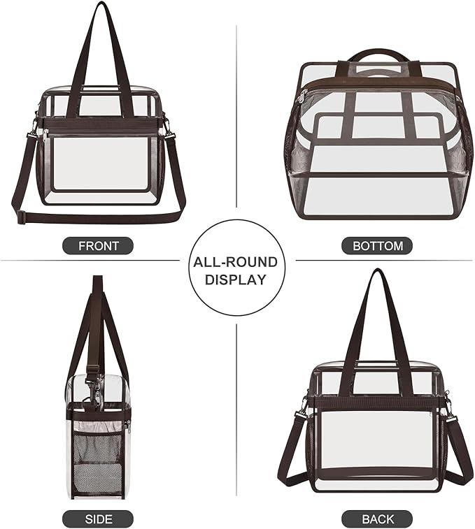 USPECLARE Clear Bag for Stadium Events,Transparent Bag for Work Sports Games Concerts Travel Gym