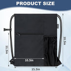 HOLYLUCK Men & Women Outdoor Sport Gym Sack Waterproof Drawstring Backpack Bag (Standard with drawstring, Black)