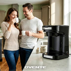 OVENTE Double Drip Coffee Maker. 2 Mugs Included. Coffee Machine. Auto Shut Off, Small Dual Drip Coffee Maker Machine. For Ground Coffee Only, Compact Kitchen or Office Essential, Black CMDD2MB