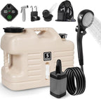 Digury Portable Camping Shower with 5 Gallon Water Jug, 6000mAh Rechargeable Outdoor Camping Shower Kit, IPX7 Waterproof Pump BPA Free Water Containers Camp Essentials
