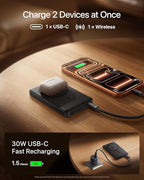 Baseus Picogo AM52 MagSafe Power Bank, Qi2.2 25W 10,000mAh Magnetic Portable Charger, 0.6" Slim 45W USB-C Fast Charging Alloy Wireless Battery Pack, Travel Essential for iPhone 17/16/15/14/13/12 Only