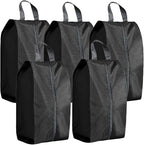 5Pcs XL Travel Shoe Bags Portable Travel Gifts Shoe Organizer with Zipper Closure, Waterproof Nylon Shoe Storage Organizer with Handle Travel Bags For Men and Women, Black
