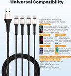 SIQIWO Multi USB C Cable Fast Charging, [4FT/2 Pack] QC 3.0(3A) USB C Splitter Cable, 4 in 1 Charger Cord with 4 Type C Ports, for iPhone 17/16/15 Series, iPad Air/Pro, Samsung Galaxy S25, Pixel, PS5
