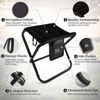 Upgraded Portable Folding Stool, 13 Inch Camping Stool for Adults Fishing Hiking Gardening and Beach with Carry Bag, Hold Up to 450lbs[Black]