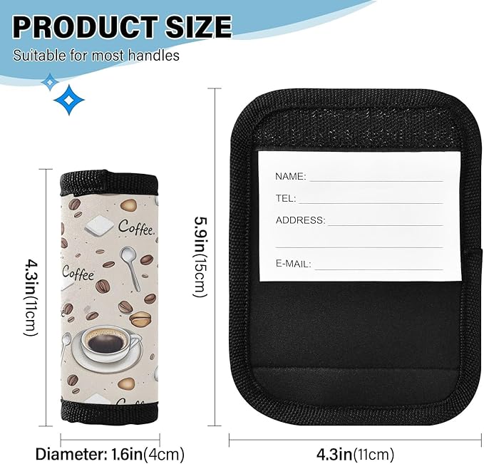 Coffee Cups Spoon Luggage Handle Wrap for Suitcase Luggage Tags Handle Covers Identifiers Soft Decorations Travel Accessories 2 Pack