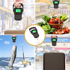 Commercial Grade Heavy Duty Digital 110lb/50kg Capacity Hanging Scale with Backlit and Measuring Tape for Luggage Fish Fishing with Comfortable Handle and Large Hook