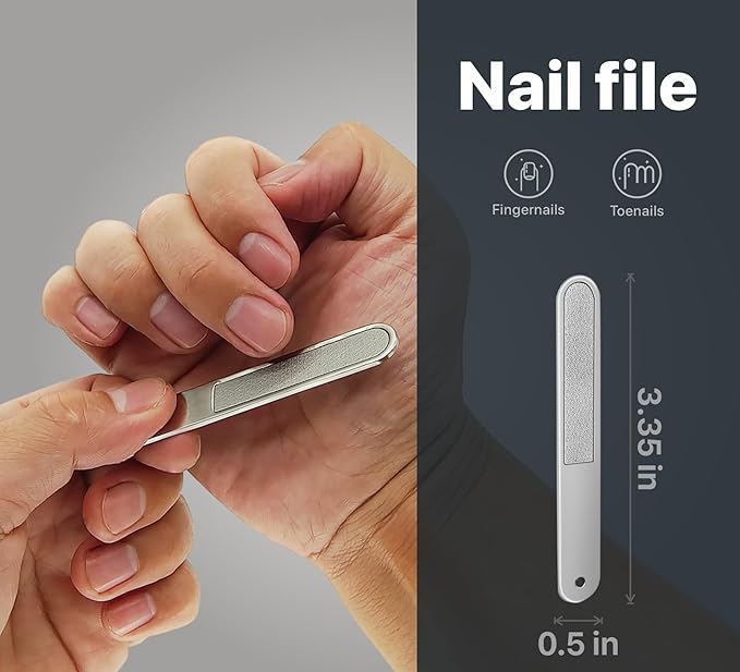 Konovo 5-Piece Nail Clippers Set, Stainless Steel Manicure Set, Travel Nail Grooming Kit for Men & Women, Toenail & Fingernail Clippers