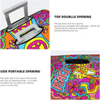Travel Luggage Cover Suitcase Protector, Peace Sign Psychedelics Trippy Washable Elastic Stretchy Anti-scratch Travel Luggage Sleeve with Concealed Zipper for Wheeled Suitcase Fits 18-21 Inch Luggage