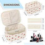 OCHEAL Makeup Bag,Travel Makeup Organizer Bag, Large Capacity Cosmetic Bags For Women Large Travel Toiletry Bag Girls Traveling With Brush Slot And Divider-PU Strawberry