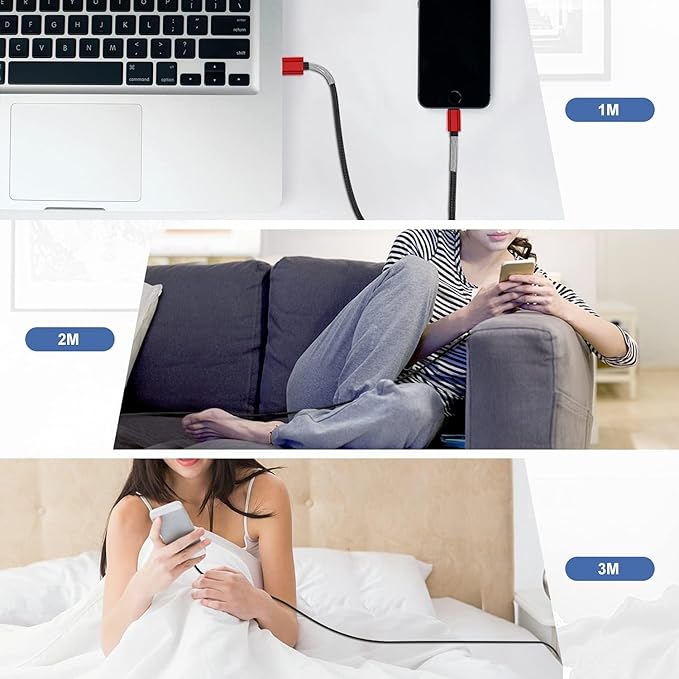 [ Apple MFi Certified ] iPhone Charger 6ft, Long Lightning to USB Cable 6 Feet, Fast Apple Charging Cable Cord 6 Foot for iPhone 14 Pro Max/13 Pro Max/12 Mini/11 Pro/11/XS/XR/8/7/6s/iPad,Air