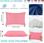 Kigley 12 Pack Mini Pillows for Daycare 9.1 x 13.8'' Small Travel Pillow Bulk Soft Breathable Cotton Pillow for Nap Travel Pet Neck Lumbar Purse Insert (Dark Color)