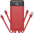 charmast 10000mAh Portable Charger with Built-in Cables, 6 Outputs & 3 Inputs Power Bank, Compact Travel Essential Battery Pack for iPhone 16/15, Samsung S25/S24, Google Pixel, iPad, AirPods & More