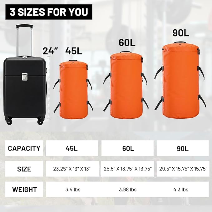 MIER Large Duffle Backpack Sports Gym Bag with Shoe Compartment, Heavy Duty and Water Resistant, Orange, 60L