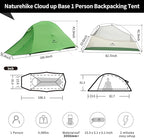 Naturehike Cloud Up Tent, Lightweight Backpacking Tents, Waterproof Ultralight Tent for Camping Hiking Backpacking