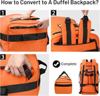 MIER Water Resistant Backpack Duffle Heavy Duty Convertible Duffle Bag with Backpack Straps for Gym, Sports, Travel