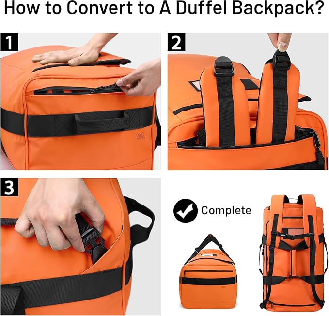 MIER Water Resistant Backpack Duffle Heavy Duty Convertible Duffle Bag with Backpack Straps for Gym, Sports, Travel