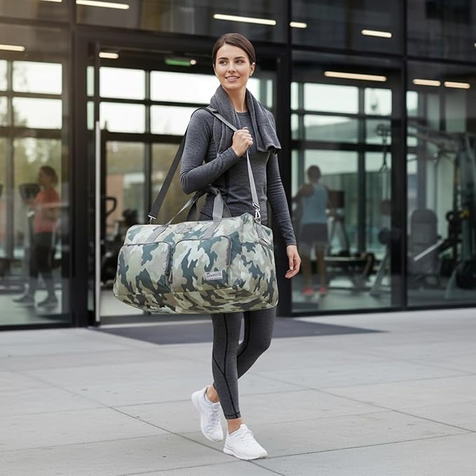Lucky Travel Duffel Bags 85L, Gym Bag, Travel Bag & Large Duffle Bag for Men, Foldable Overnight Weekender Bags for Women & Men with Adjustable Shoulder Strap, Camo