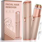 Facial Hair Removal for Women: Painless Rechargeable Face Shaver Electric Hair Remover Device for Peach Fuzz Upper Lip Chin (Gold)