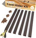 Delamu Cord Hider, 85in Cord Covers for 2-3 Wires on Wall, Self-Adhesive Cable Hider, PVC Wire Hiders Wire Covers for TV Cords on Wall, Easy Mount Cable Cover Raceway Kit, W0.95 H0.55in, Darkwood
