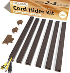 Delamu Cord Hider, 85in Cord Covers for 2-3 Wires on Wall, Self-Adhesive Cable Hider, PVC Wire Hiders Wire Covers for TV Cords on Wall, Easy Mount Cable Cover Raceway Kit, W0.95 H0.55in, Darkwood