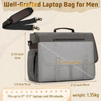 RAINSMORE Mens Messenger Bag 17-17.3 Inch Vintage Canvas Briefcase Water-resistant Large Computer Laptop Bag Rugged Satchel Shoulder Bag for Work Travel, Bookbag for College