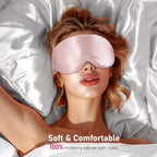LitBear 100% 22 Momme Mulberry Silk Sleep Mask - 3D Contoured Eye Mask for Men Women, Soft Breathable Sleeping Mask with Adjustable Strap, Perfect Blocks Light for Sleeping (Light Pink)