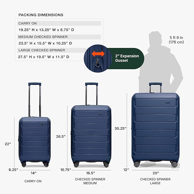 Traveler's Choice Pagosa Hardshell Expandable Luggage with Spinner Wheels, Navy, 26-Inch Medium