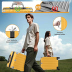 Krute Carry On Luggage 20 inch Aluminum Frame Luggage with Spinner Wheels Hardshell No Zipper PC+ABS TSA Lock Zipperless Suitcases Yellow